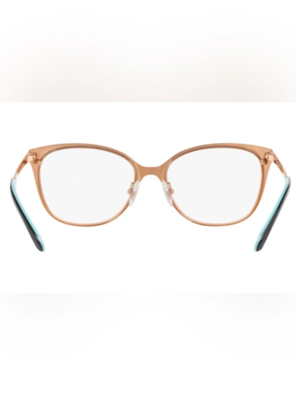 Tiffany & Co Black and Rose Gold Cat-Eye Glasses with Aqua Temples made in Italy
